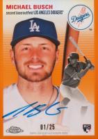 2023 Topps Chrome Platinum Anniversary Autographs #MB Michael Busch Orange Refractor Baseball Card