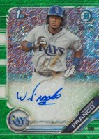 2019 Bowman Prospect Autographs Chrome #WF Wander Franco Green Shimmer Baseball Card