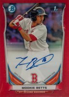 2014 Bowman Prospect Autograph #MB Mookie Betts Chrome-Red Refractor Baseball Card