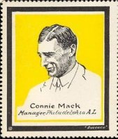 1915 Postaco Stamps # Connie Mack Yellow Background Baseball Card