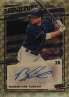 2020 Panini Donruss Optic Signature Series #SSBL Brandon Lowe Gold Vinyl 1/1 Baseball Card