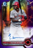 2022 Bowman Chrome Prospect Autographs #CPAED Elly de La Cruz Purple Refractor Baseball Card