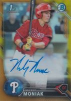2016 Bowman Draft Chrome Draft Picks Autographs #CDAMM Mickey Moniak Gold Refractor Baseball Card