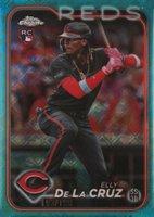 2024 Topps Chrome Logofractor Edition #44 Elly de La Cruz Aqua Refractor Baseball Card