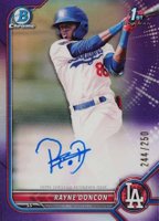 2022 Bowman Chrome Prospect Autographs #CPARD Rayne Doncon Purple Refractor Baseball Card