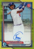 2024 Bowman Chrome Prospect Autographs #CPAFC Fernando Cruz Yellow Refractor Baseball Card