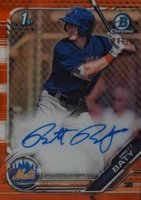 2019 Bowman Draft Chrome Draft Picks Autograph #CDABB Brett Baty Orange Refractor Baseball Card