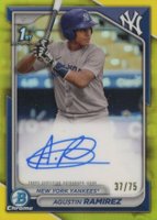 2024 Bowman Chrome Prospect Autographs #CPAAR Agustin Ramirez Yellow Refractor Baseball Card