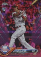 2018 Topps Chrome #70 Rhys Hoskins Batting-Pink Refractor Baseball Card