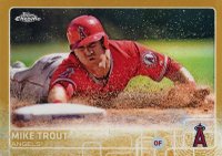 2015 Topps Chrome #51 Mike Trout Sliding-Gold Refractor Baseball Card