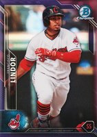 2016 Bowman Chrome #32 Francisco Lindor Purple Refractor Baseball Card