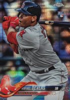 2018 Topps Chrome #25 Rafael Devers Batting-Prism Refractor Baseball Card