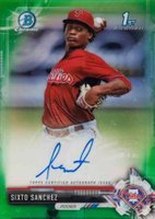2017 Bowman Chrome Prospect Autograph #SS Sixto Sanchez Green Refractor Baseball Card