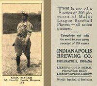 1916 Indianapolis Brewing #164 Geo. Sisler Baseball Card