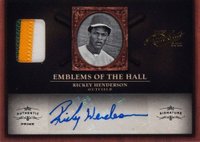 2011 Playoff Prime Cuts Emblems of the Hall #5 Ricky Henderson Materials-Signature Prime Baseball Card