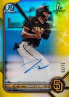 2022 Bowman Chrome Prospect Autographs #CPAJWD James Wood Yellow Refractor Baseball Card