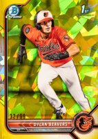 2022 Bowman Draft Chrome Sapphire Edition #BDC160 Dylan Beavers Yellow Baseball Card
