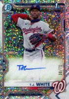 2021 Bowman Draft Chrome Draft Pick Autographs #CDATWH T.J. White Sparkle Refractor Baseball Card