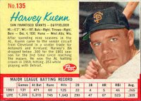 1962 Post Cereal #135 Harvey Kuenn Baseball Card