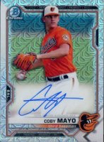 2021 Bowman Mega Box Chrome Autographs #BMACM Coby Mayo Baseball Card