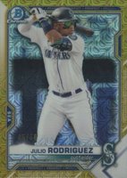 2021 Bowman Mega Box Chrome #BCP86 Julio Rodriguez Gold Refractor Baseball Card