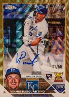 2023 Topps Chrome Rookie Autograph #RAVP Vinnie Pasquantino Gold Wave Baseball Card