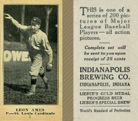 1916 Indianapolis Brewing #5 Leon Ames Baseball Card