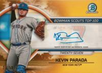 2023 Bowman Scouts' Top 100 #BTP27 Kevin Parada Autograph-Gold Refractor Baseball Card