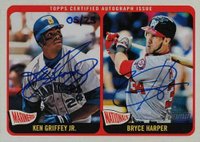 2014 Topps Heritage Real One Dual Autographs #GH Bryce Harper/Ken Griffey Jr. Baseball Card