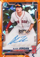 2021 Bowman Chrome Sapphire Edition Autographs #BSPABJ Blaze Jordan Orange Baseball Card