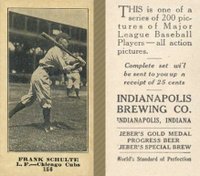 1916 Indianapolis Brewing #156 Frank Schulte Baseball Card