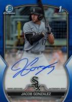 2023 Bowman Draft Chrome Prospect Autograph #CDAJGO Jacob Gonzalez Blue Refractor Baseball Card