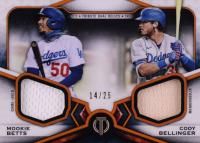 2021 Topps Tribute Dual Relics 2 Player #BB Cody Bellinger/Mookie Betts Orange Baseball Card