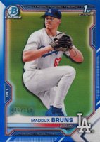 2021 Bowman Draft #BDC126 Maddux Bruns Chrome-Blue Refractor Baseball Card