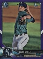 2018 Bowman Draft #BDC63 Logan Gilbert Chrome-Purple Refractor Baseball Card