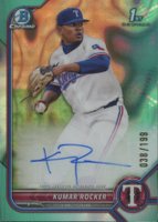 2022 Bowman Draft Chrome Draft Pick Autographs #CDAKR Kumar Rocker Aqua Lava Refractor Baseball Card