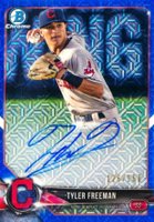 2018 Bowman Chrome Prospects Autographs #BCPATF Tyler Freeman Blue Mojo Baseball Card