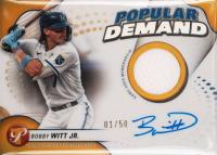 2024 Topps Pristine Popular Demand Autograph Relics #BW Bobby Witt Jr. Gold Refractor Baseball Card
