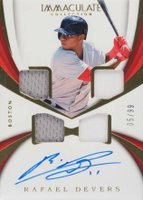 2018 Panini Immaculate Rookie Autograph Quad Materials #RD Rafael Devers Baseball Card