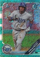2019 Bowman Prospects Chrome #100 Wander Franco Aqua Shimmer Baseball Card