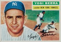 1956 Topps #110w Yogi Berra White Back Baseball Card