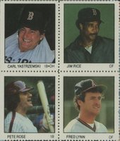 1983 Fleer Stamps # Jim Rice/Carl Yastrzemski/Pete Rose/Fred Lynn Panel Baseball Card