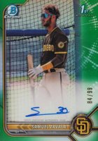 2022 Bowman Chrome Prospect Autographs #CPASZ Samuel Zavala Green Refractor Baseball Card