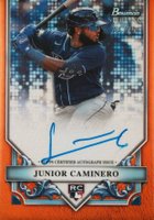 2024 Bowman Sterling Rookies Autographs #RAJC Junior Caminero Orange Refractor Baseball Card