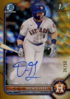 2022 Bowman Draft Chrome Draft Pick Autographs #CDADG Drew Gilbert Gold Wave Refractor Baseball Card