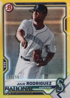 2021 Bowman National Sports Collectors Convention Wrapper Redemption #49 Julio Rodriguez Gold Baseball Card