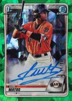 2020 Bowman Chrome Prospect Autographs #CPALM Luis Matos Green Atomic Baseball Card