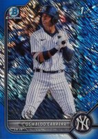 2022 Bowman Chrome Prospects #BCP17 Oswaldo Cabrera Blue Shimmer Refractor Baseball Card
