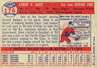 1957 Topps #176e Gene Baker Error on back-Eugenef W. Bakep Baseball Card