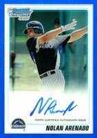 2010 Bowman Chrome Prospects #BCP91 Nolan Arenado Blue Refractor-Autograph Baseball Card